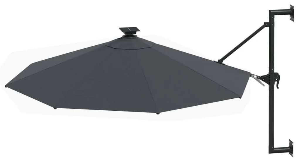 Guarda-sol para jardim de parede c/ luzes LED 300 cm antracite