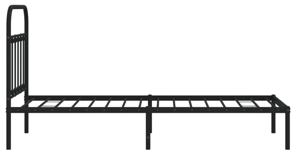 Estrutura de cama com cabeceira 90x200 cm metal preto
