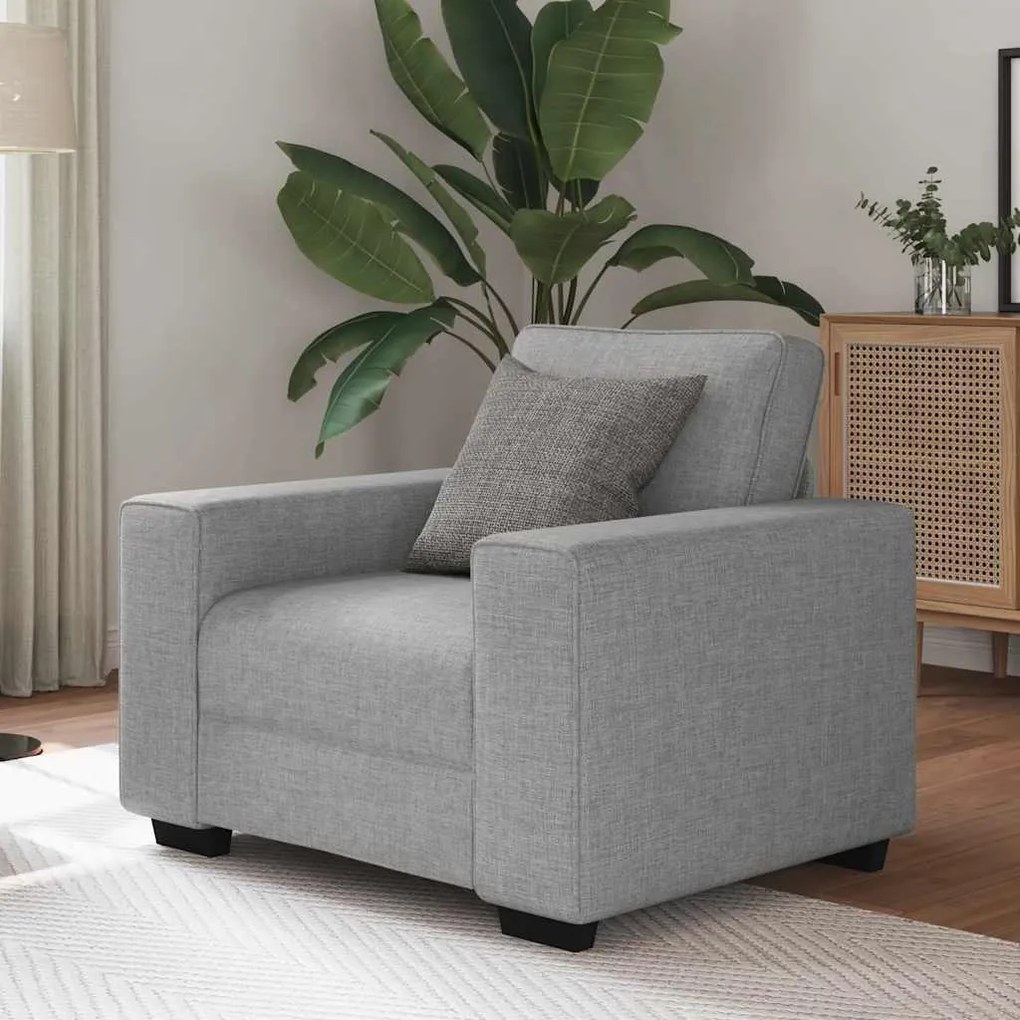 vidaXL Poltrona 60 cm tecido cinzento nuvem