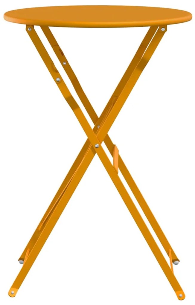 Mesa Bistro Dobrável Amarelo Mostarda Ø50x71 cm em Aço com Revestiment