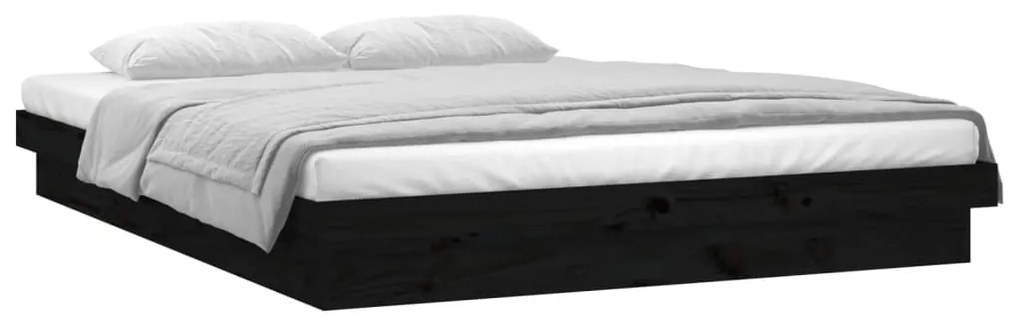 Estrutura cama c/ LED pequena casal 120x190 cm pinho preto