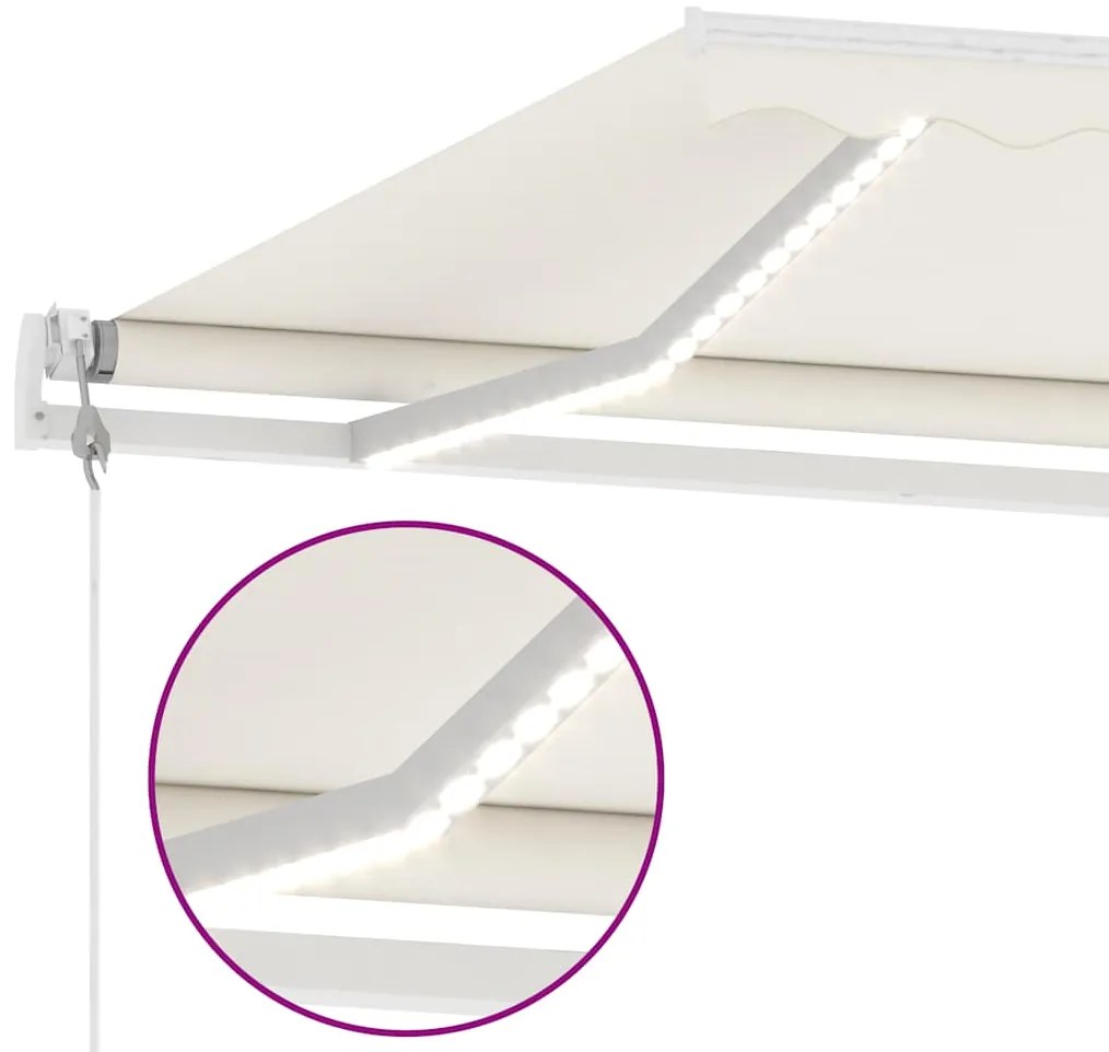 Toldo automático com LED e sensor de vento 600x300 cm cor creme