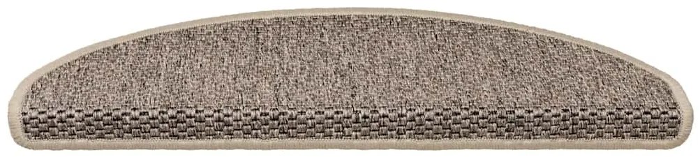 Tapetes escada adesivos aspeto sisal 15pcs 65x21x4 bege-escuro