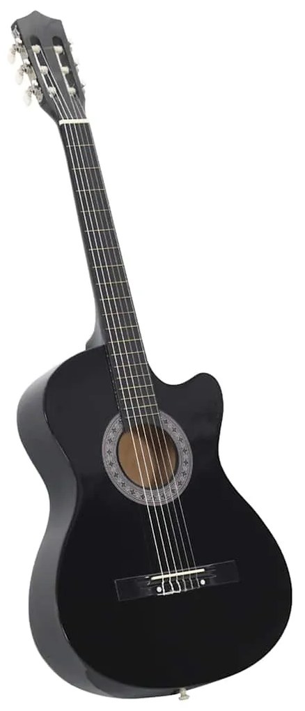 12 pcs conjunto de guitarra clássica com 6 cordas 38" preto