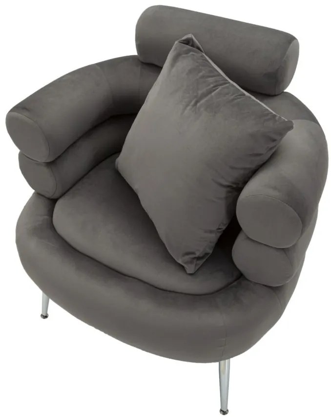 POLTRONA SILVERY PLUS COM ALMOFADA CINZENTA 78X68X85 CM