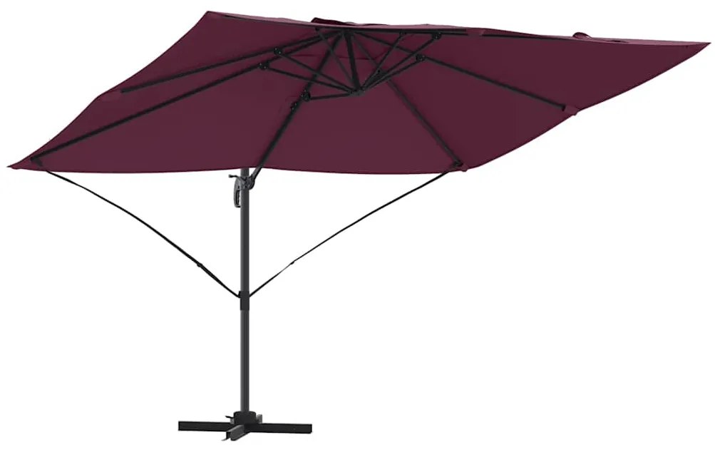 Guarda-Sol Cantilever Roma Vermelho Bordeaux 352x251x260 cm em Alumíni