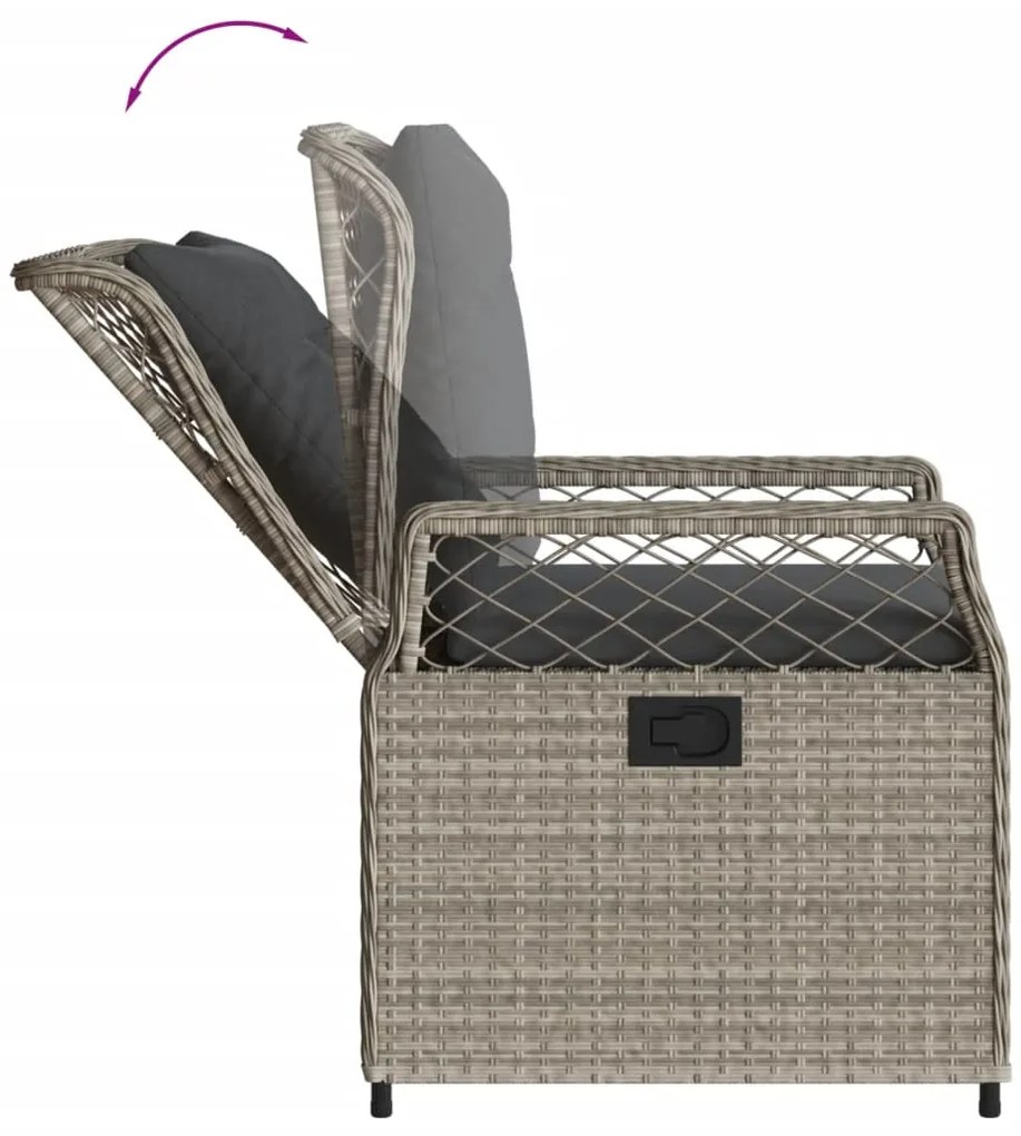 Cadeiras jardim reclináveis 2 pcs vime PE cinzento-claro