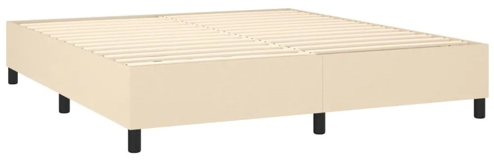 Cama box spring c/ colchão e LED 180x200 cm tecido cor creme