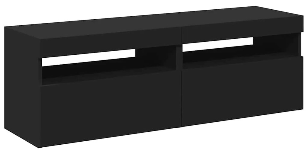 Móveis de TV com luzes LED 2 pcs 60x35x40 cm preto