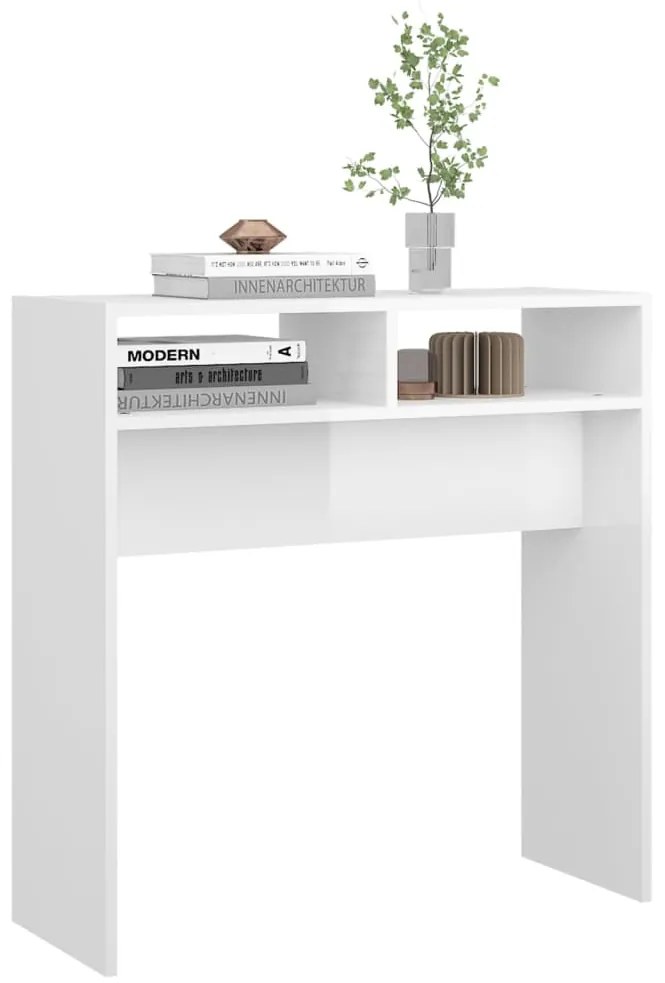 Mesa consola 78x30x80 cm derivados de madeira branco brilhante