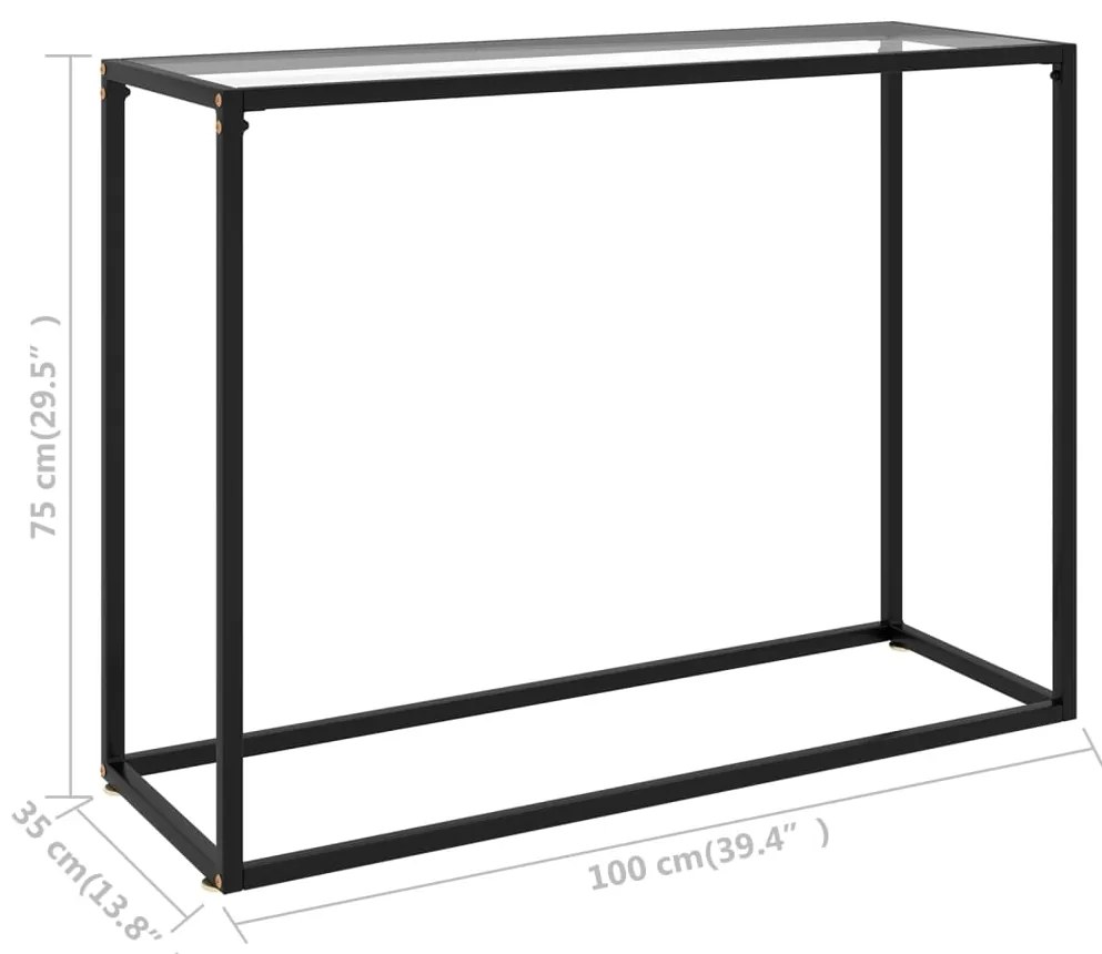 Mesa consola 100x35x75 cm vidro temperado transparente