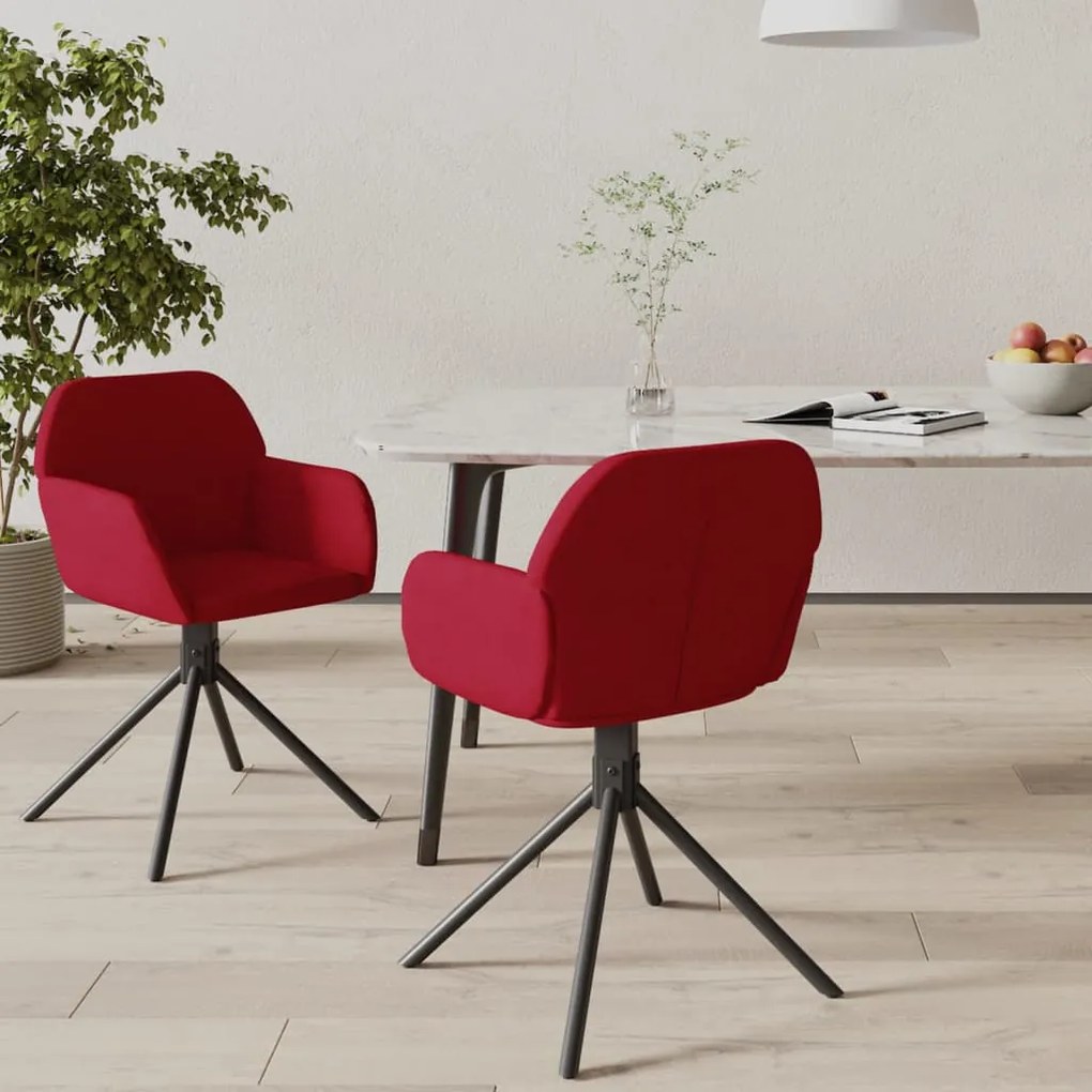 Cadeiras de jantar giratórias 2 pcs veludo vermelho tinto