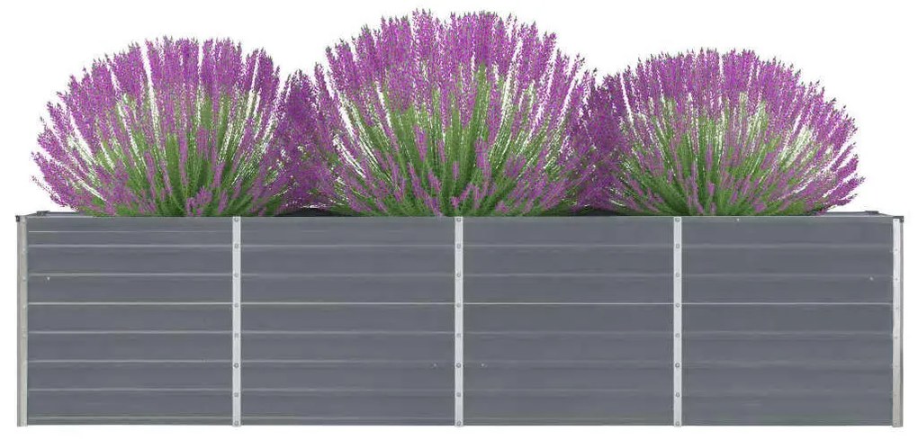 Canteiro jardim elevado 320x40x77 cm aço galvanizado cinzento