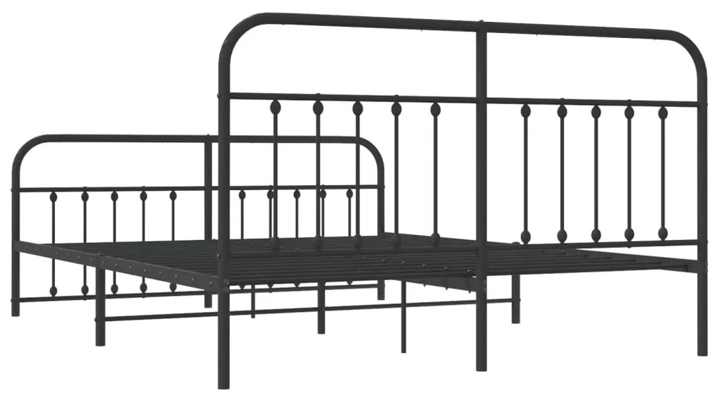 Estrutura de cama com cabeceira e pés 183x213 cm metal preto