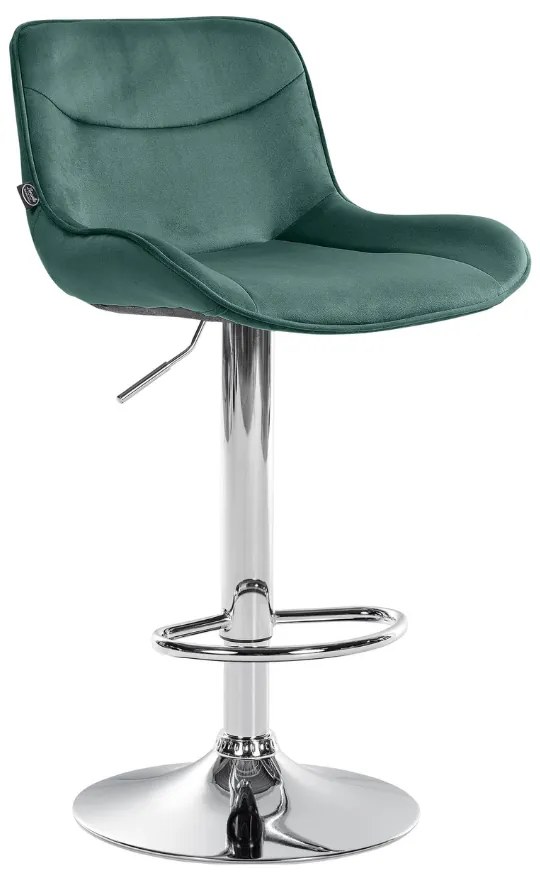 Banco alto em veludo com estrutura prateada 85-106 x 49 x 51 cm verde