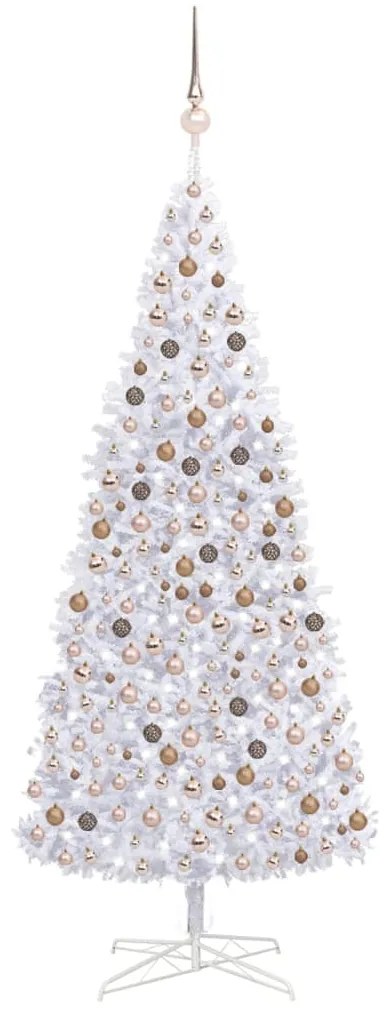 vidaXL Árvore Natal artificial pré-iluminada c/bolas/LEDs 400cm branco