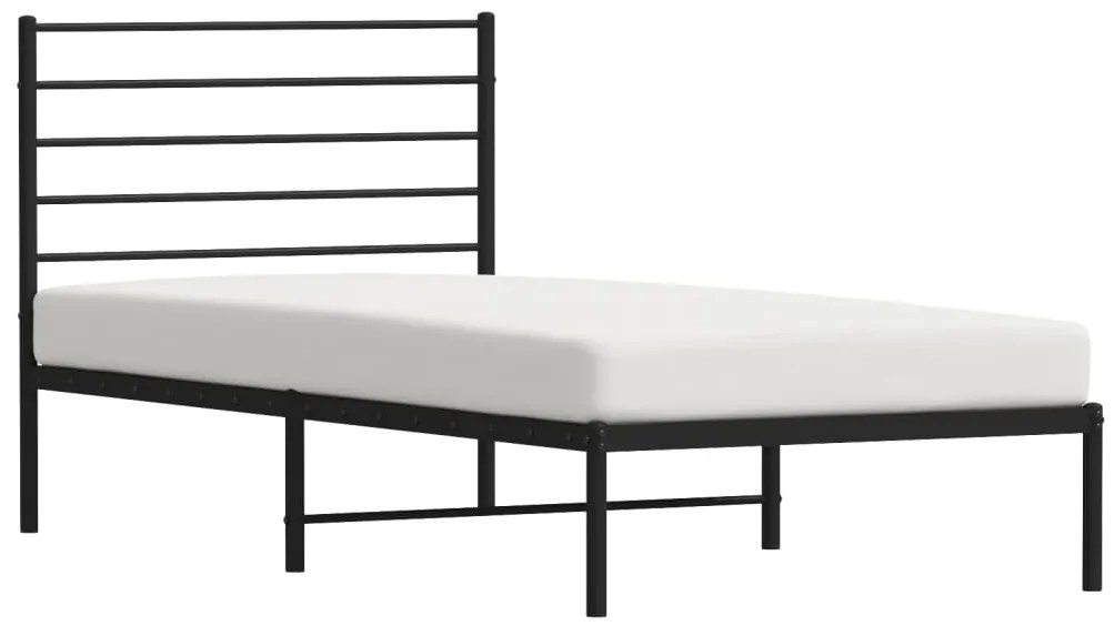 Estrutura de cama com cabeceira 90x190 cm metal preto