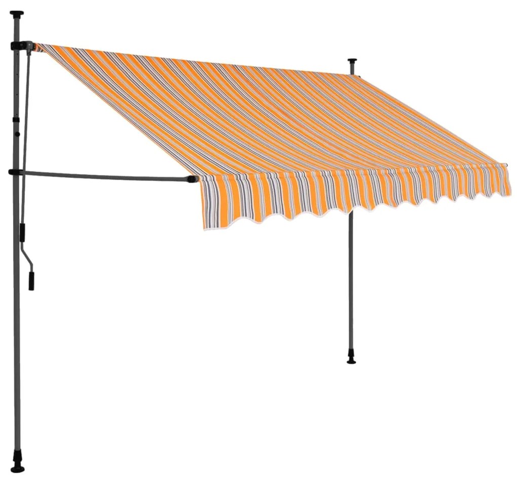 Toldo retrátil manual com LED 300 cm amarelo e azul