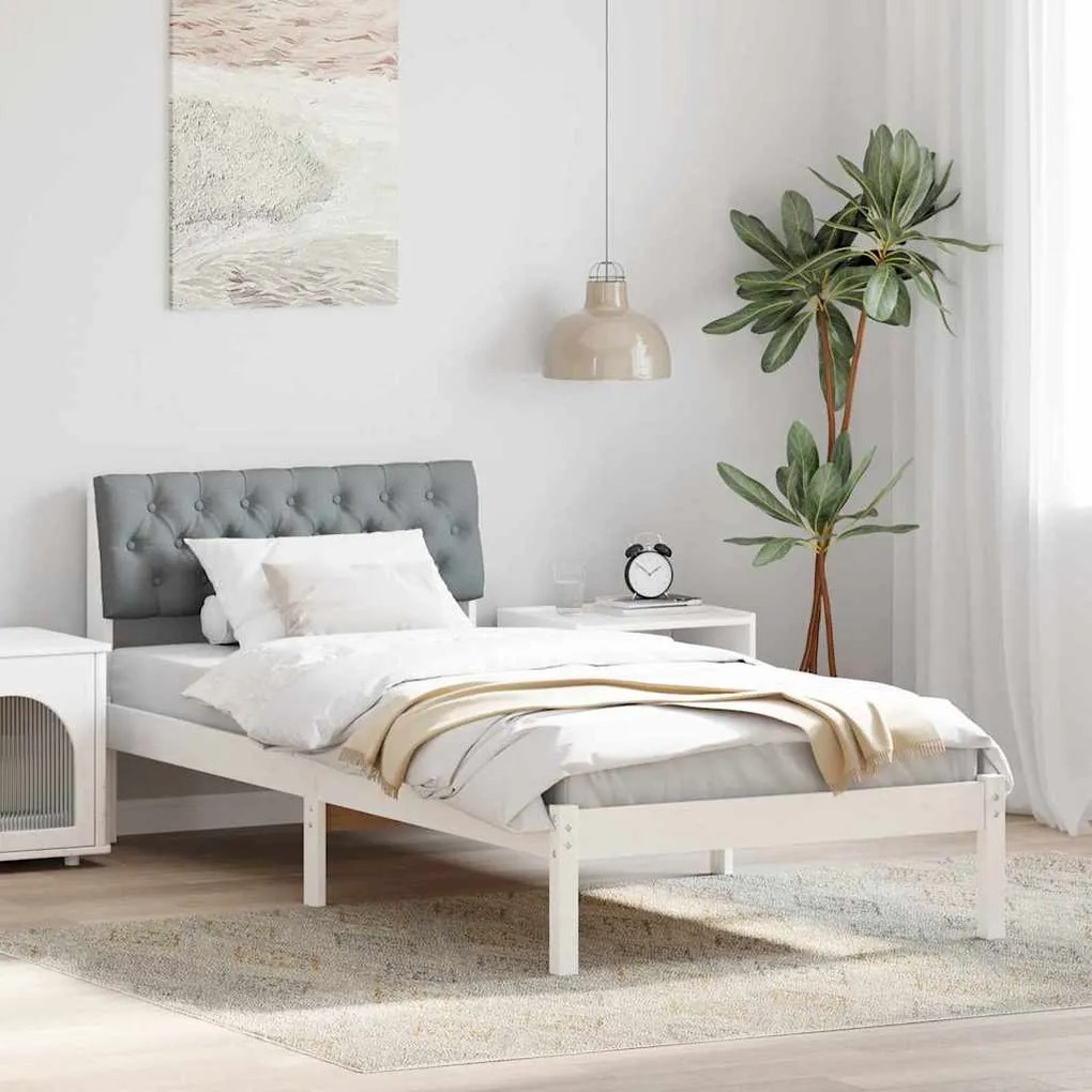vidaXL Estrutura da cama Branco e cinza claro 90 x 190 cm