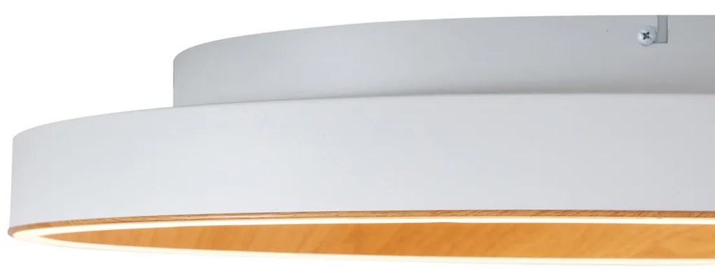 Plafon de design branco com madeira 60cm incl. LED interruptor de 3 níveis - Ingo