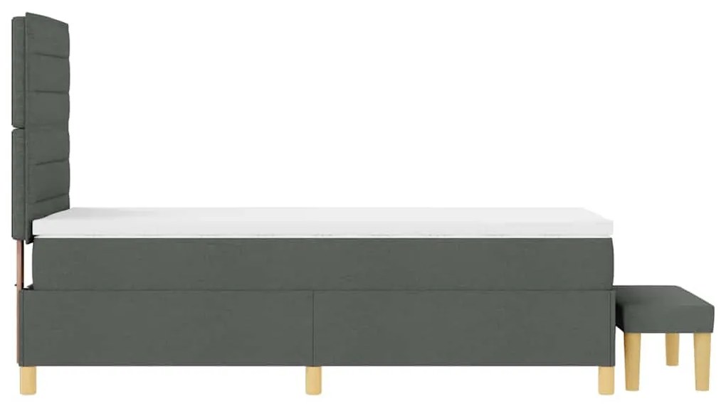 Cama Box Spring com Colchão &amp; Banco Cinza Escuro 80x200 cm Tecido