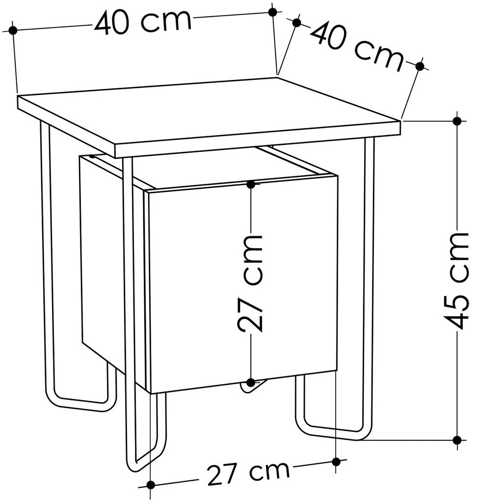 Mesa de Cabeceira Acres – Castanho Escuro – 40x45x40 cm
