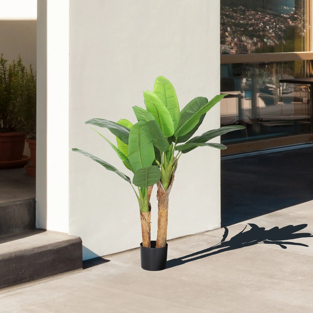 Planta Artificial Ø17x120 cm Bananeira Atificial com Vaso e 15 Folhas