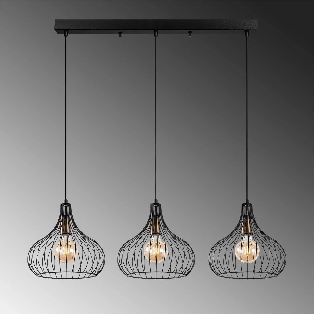 Candeeiro Suspenso Teldamla – Preto Antique – 76 x 22 x 120 cm