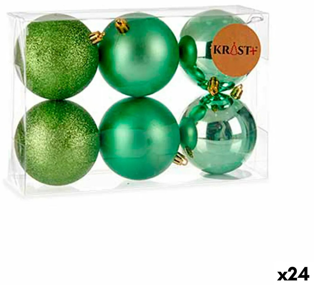 Conjunto de Bolas de Natal Verde Plástico (ø 8 cm) (24 Unidades)