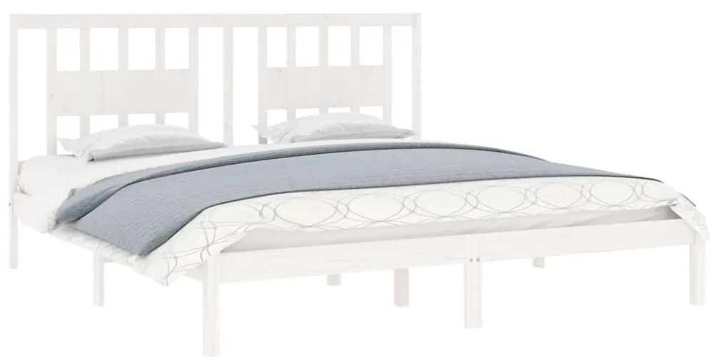 Estrutura de cama super king 180x200 cm madeira maciça branco