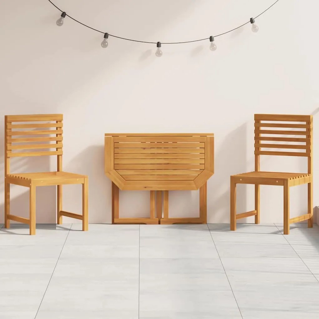 vidaXL Conjunto Bistro de Jardim 3 Peças - Madeira de Acácia Sólida