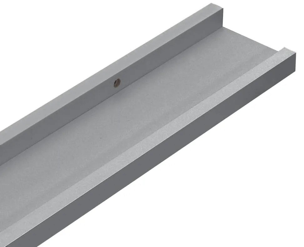 Unidade de prateleiras com rebordo 2 pcs 60x9x3 cm MDF cinzento