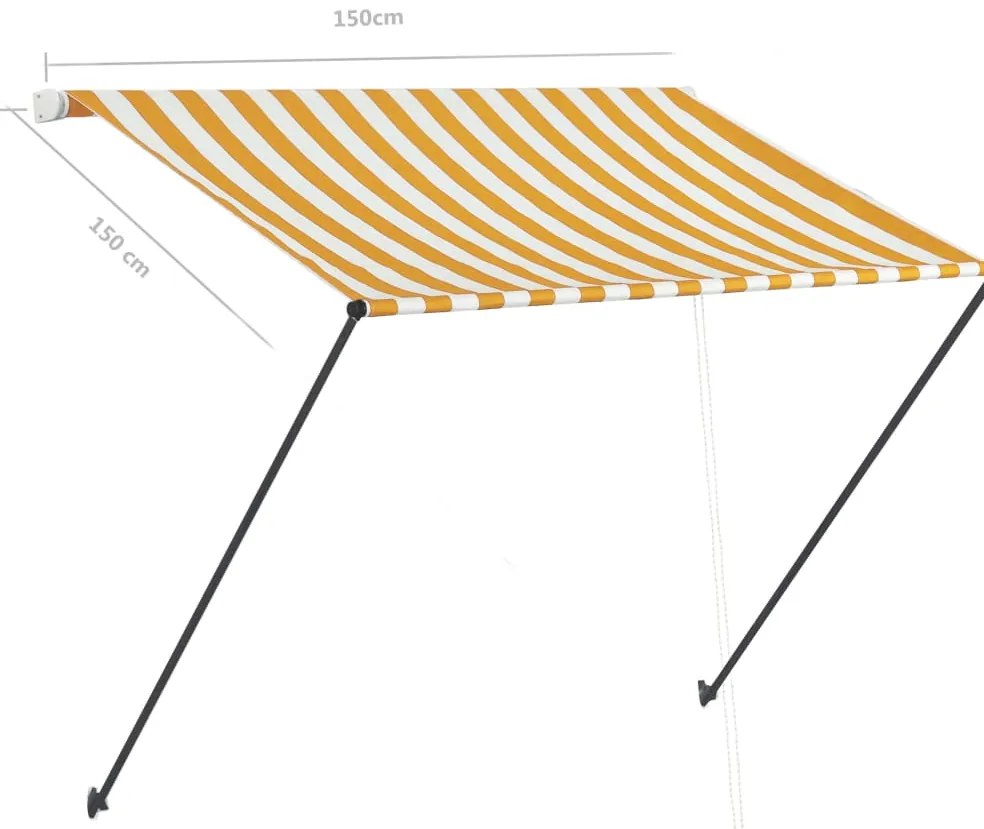 Toldo retrátil com LED 150x150 cm amarelo e branco