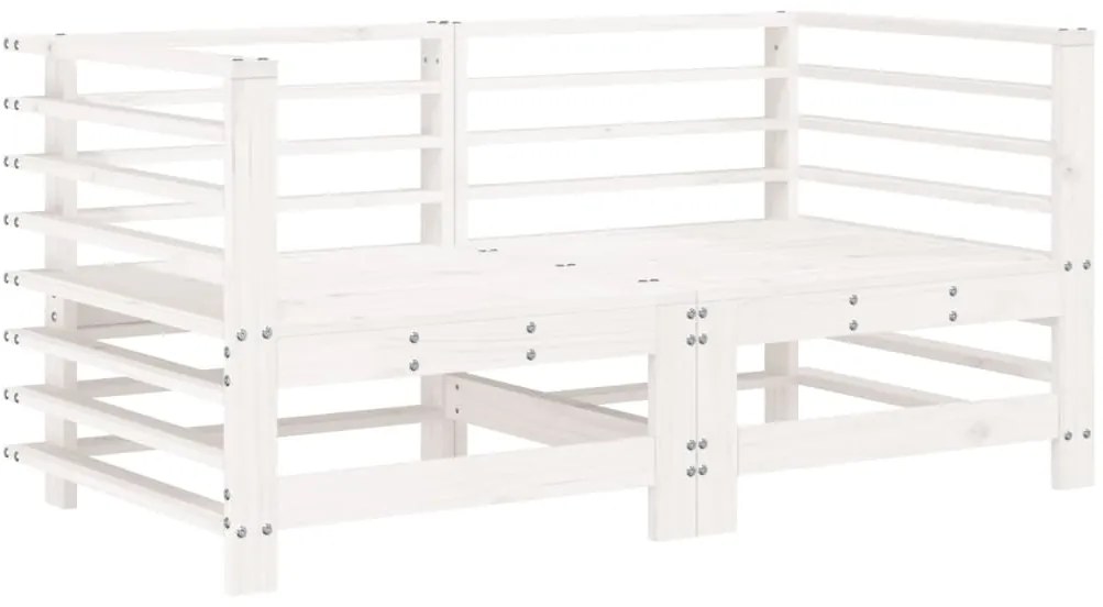 Sofás de canto com almofadões 2 pcs pinho maciço branco