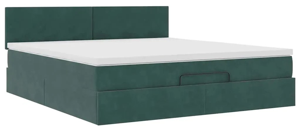 Estrutura de cama otomana com colchão 160x200 cm verde escuro
