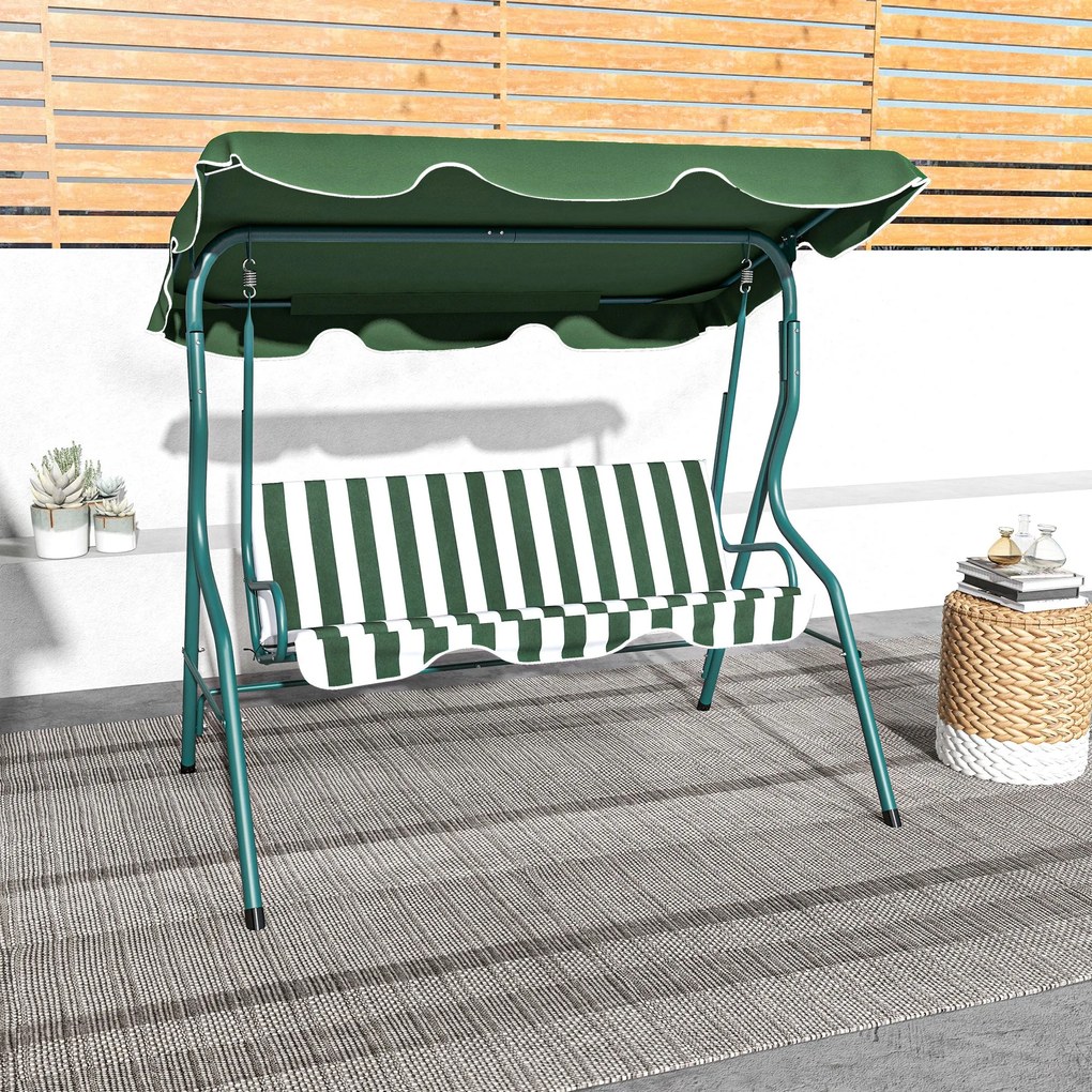 Baloiço de Jardim de 2-3 Lugares com Estrutura de Metal Almofada Toldo