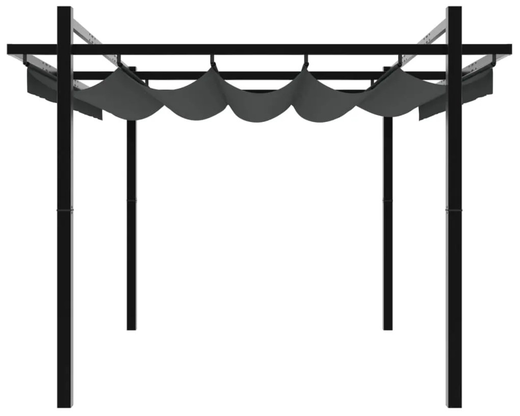Gazebo de jardim com teto retrátil 3x3 m alumínio antracite