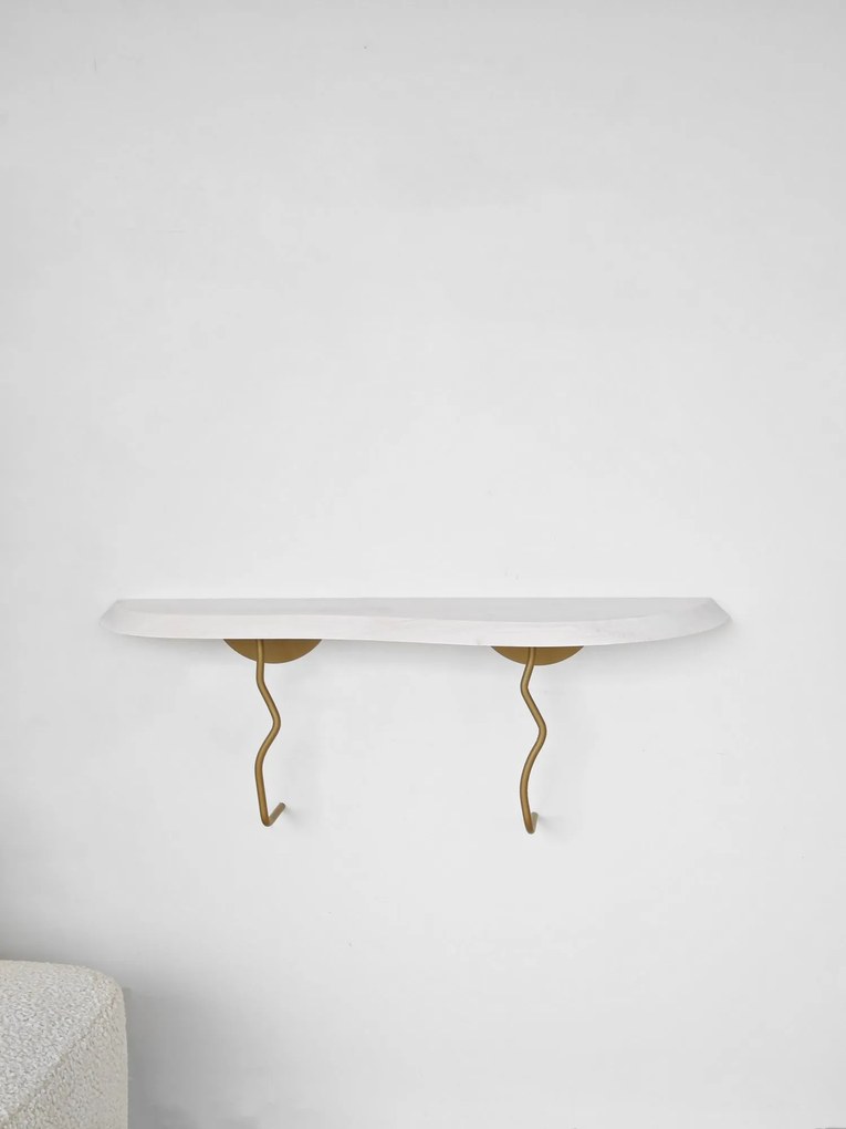 Prateleira de Parede Lierre – Dourada e Branca – 99 cm