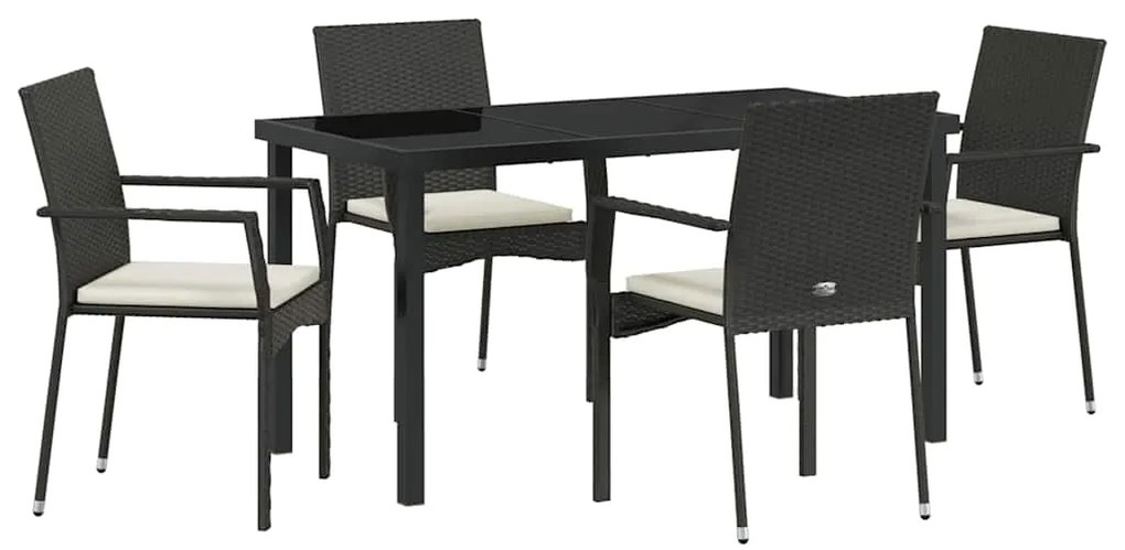 Conjunto de 4 Cadeiras de Jardim 5 pcs Preto 140 x 70 x 73 cm