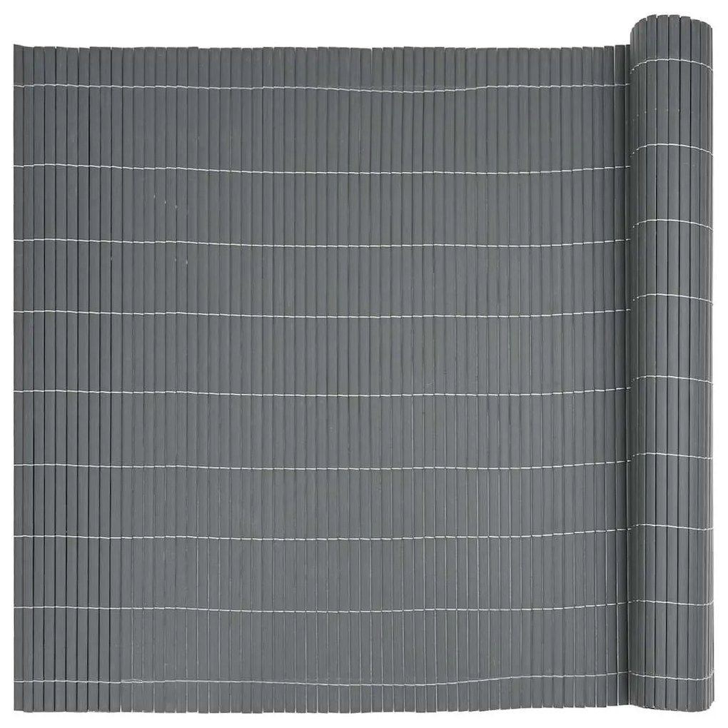 Cerca de jardim dupla face cinzento 1,8x5 m PVC