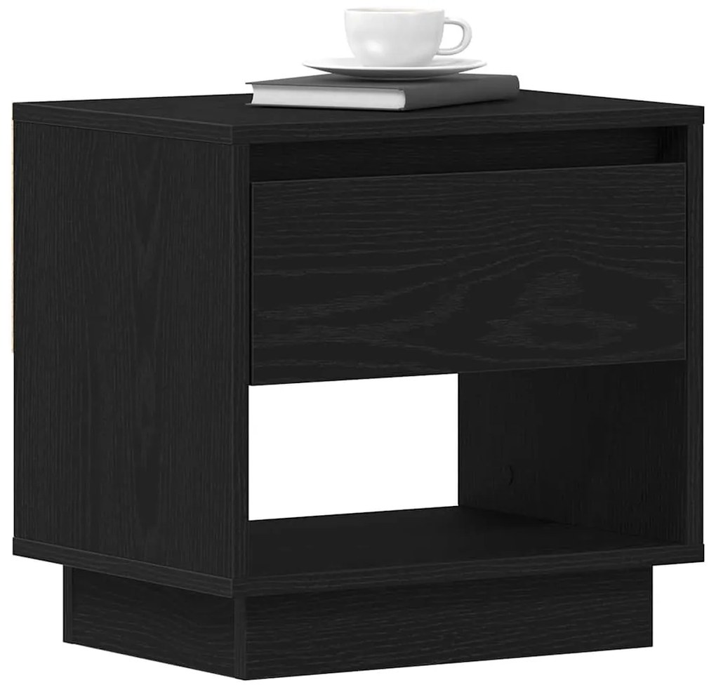 Cômoda de Cabeceira vidaXL Preto Carvalho 45x34x48 cm Madeira de Engen