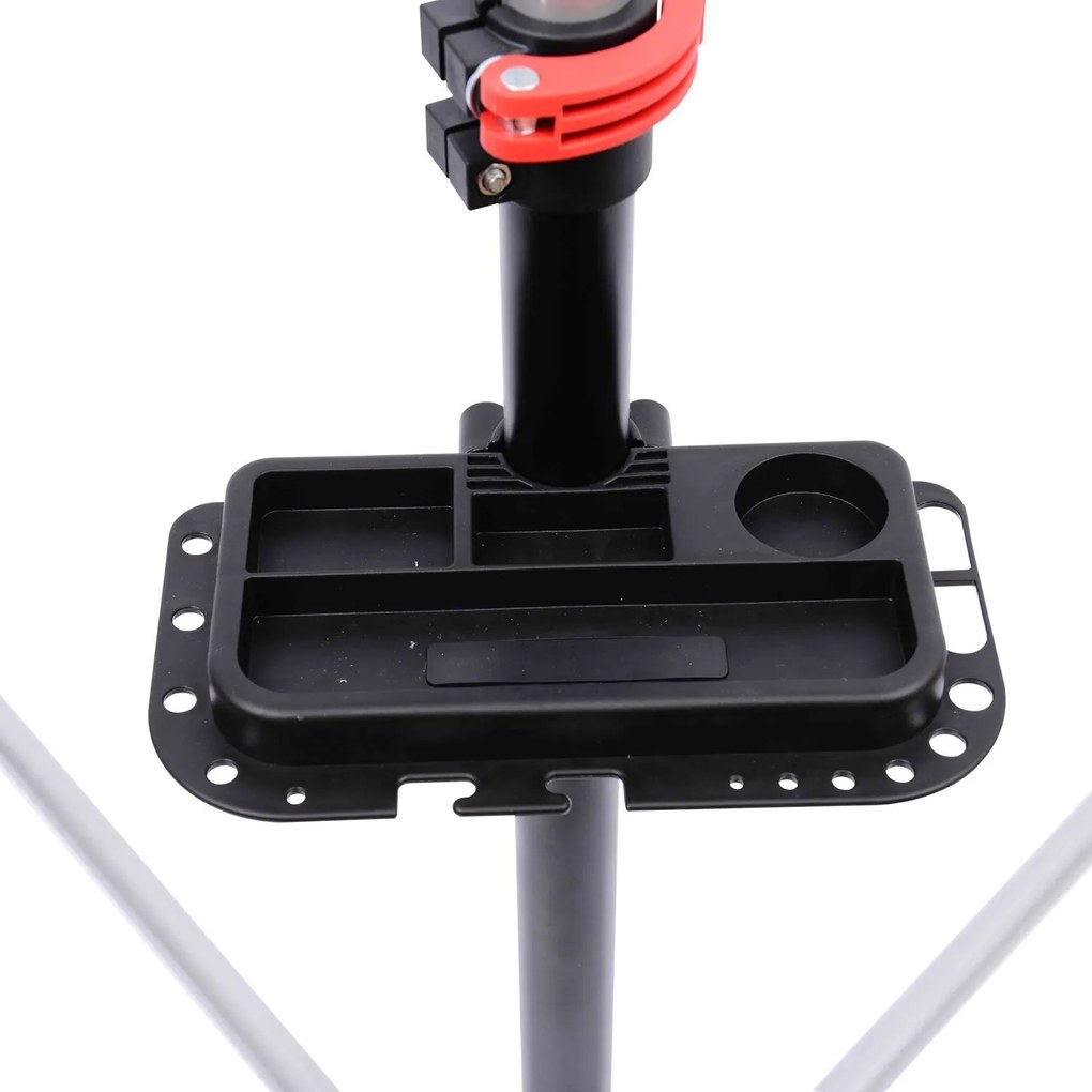 Suporte tipo cavalete para reparação de bicicletas – Cor preto e prateado - Aço – 100x56x190cm