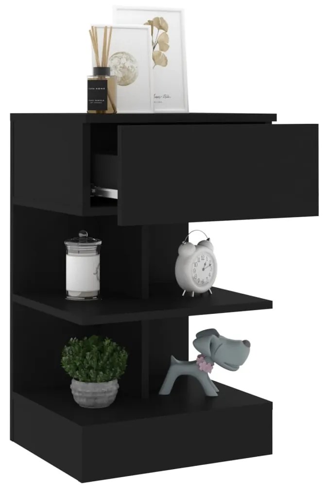 Mesa de cabeceira 40x35x65 cm derivados de madeira preto