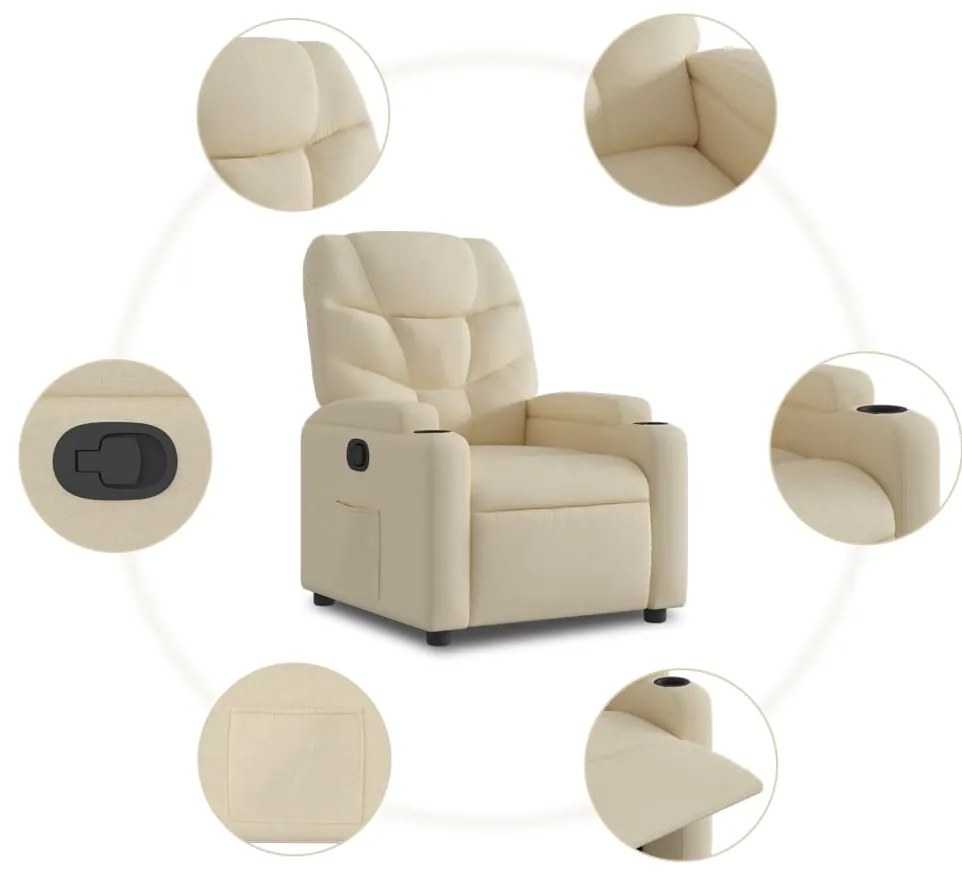 Poltrona reclinável elevatória tecido cor creme