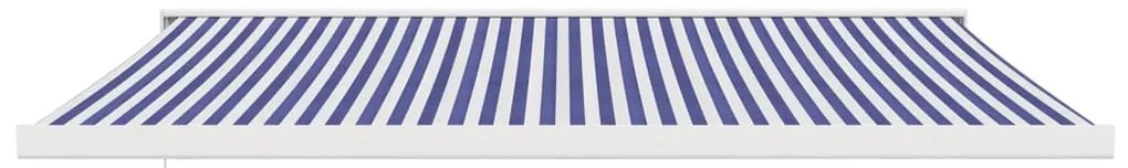Toldo retrátil 4x3 m tecido e alumínio azul e branco