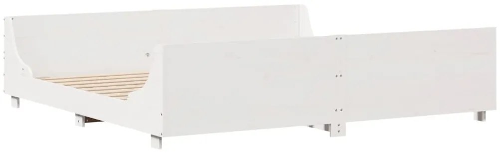 Cama sem colchão 200x200 cm madeira de pinho maciça branco