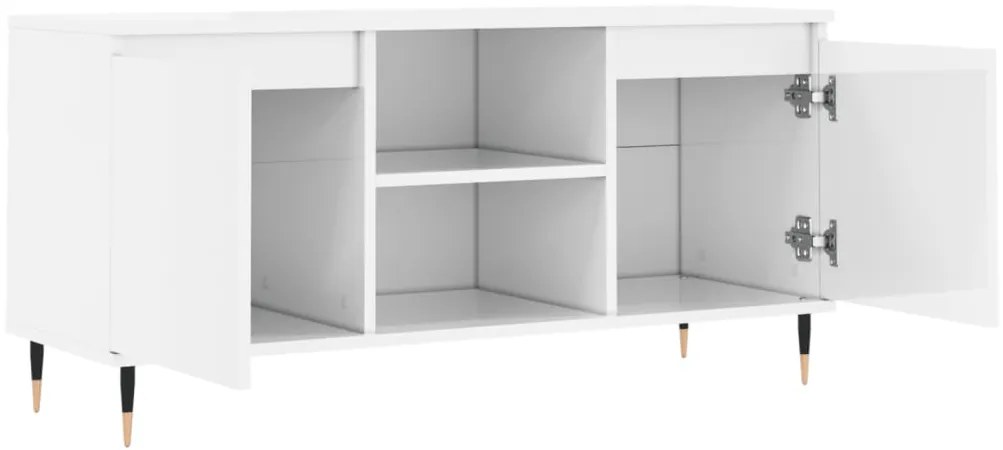 Móvel de TV 104x35x50 cm derivados de madeira branco brilhante
