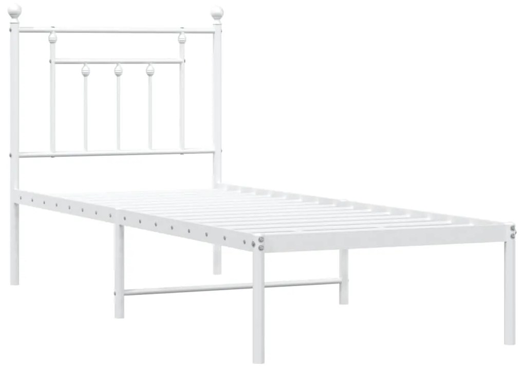 Estrutura de cama com cabeceira 75x190 cm metal branco