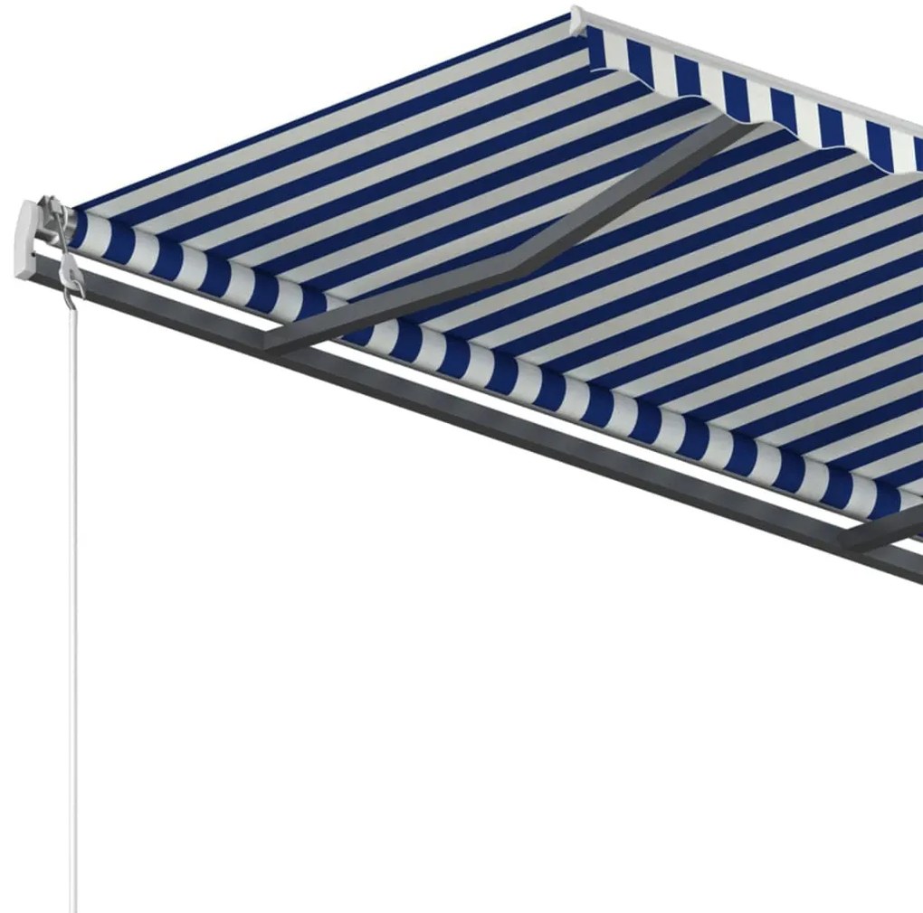 Toldo retrátil manual independente 450x300 cm azul e branco