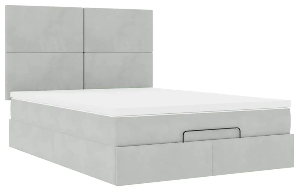 Estrutura de cama otomana com colchões 140x190cm cinzento claro
